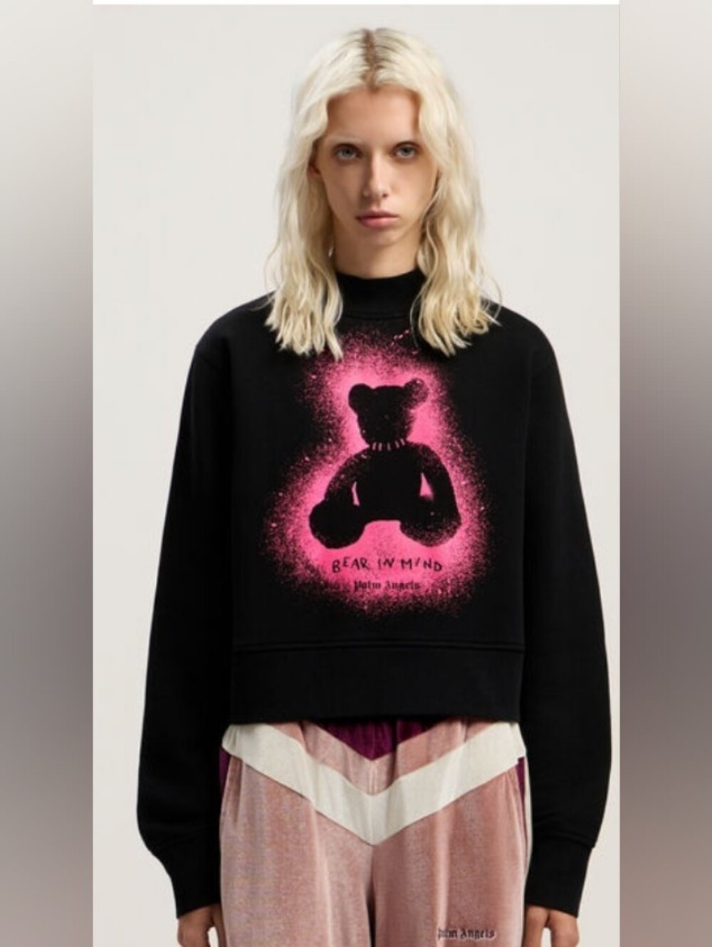 Palm Angels Spray Bear Crewneck Sweater.